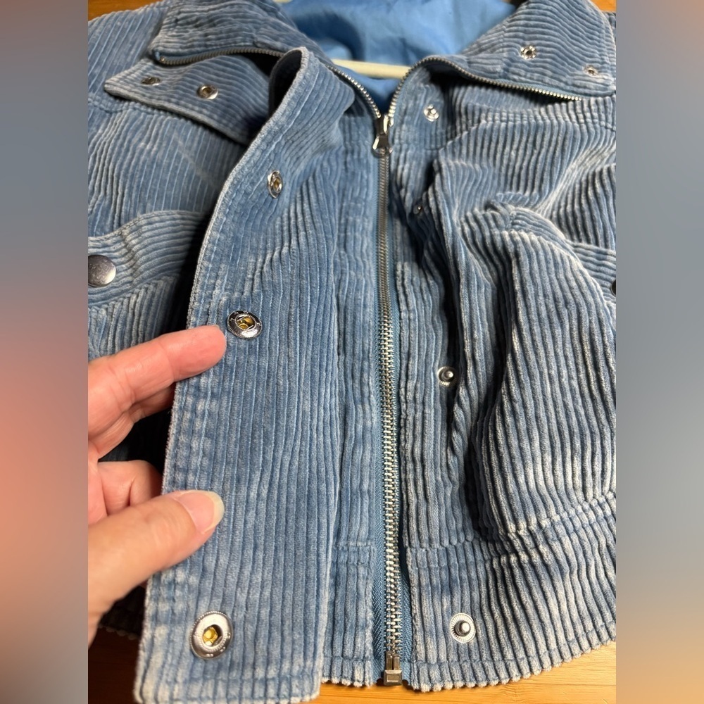 GUC Kancan- Reid Blue Corduroy Cropped Bomber Jacket. Size S - Picture 8 of 12